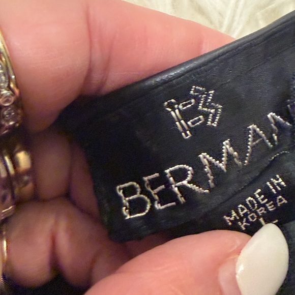 Vintage Berman Black Leather Lace Up Corset Top M/L Y2K Grunge Gorpcore Biker - Picture 3 of 6